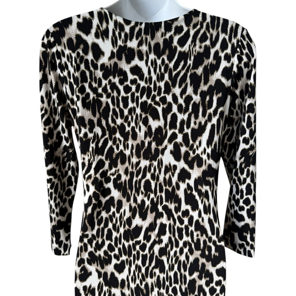 Calvin Klein Womens‎ Leopard Dress Sz 6 Mob Wife Italian Glam Animal Print Money - Picture 4 of 16